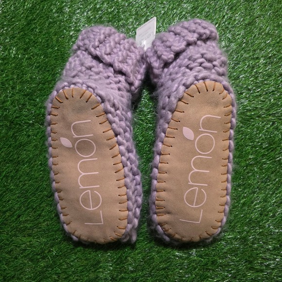 Lemon Hand Knit Purple Slipper Boots Size M/L 8-10 - Picture 3 of 5